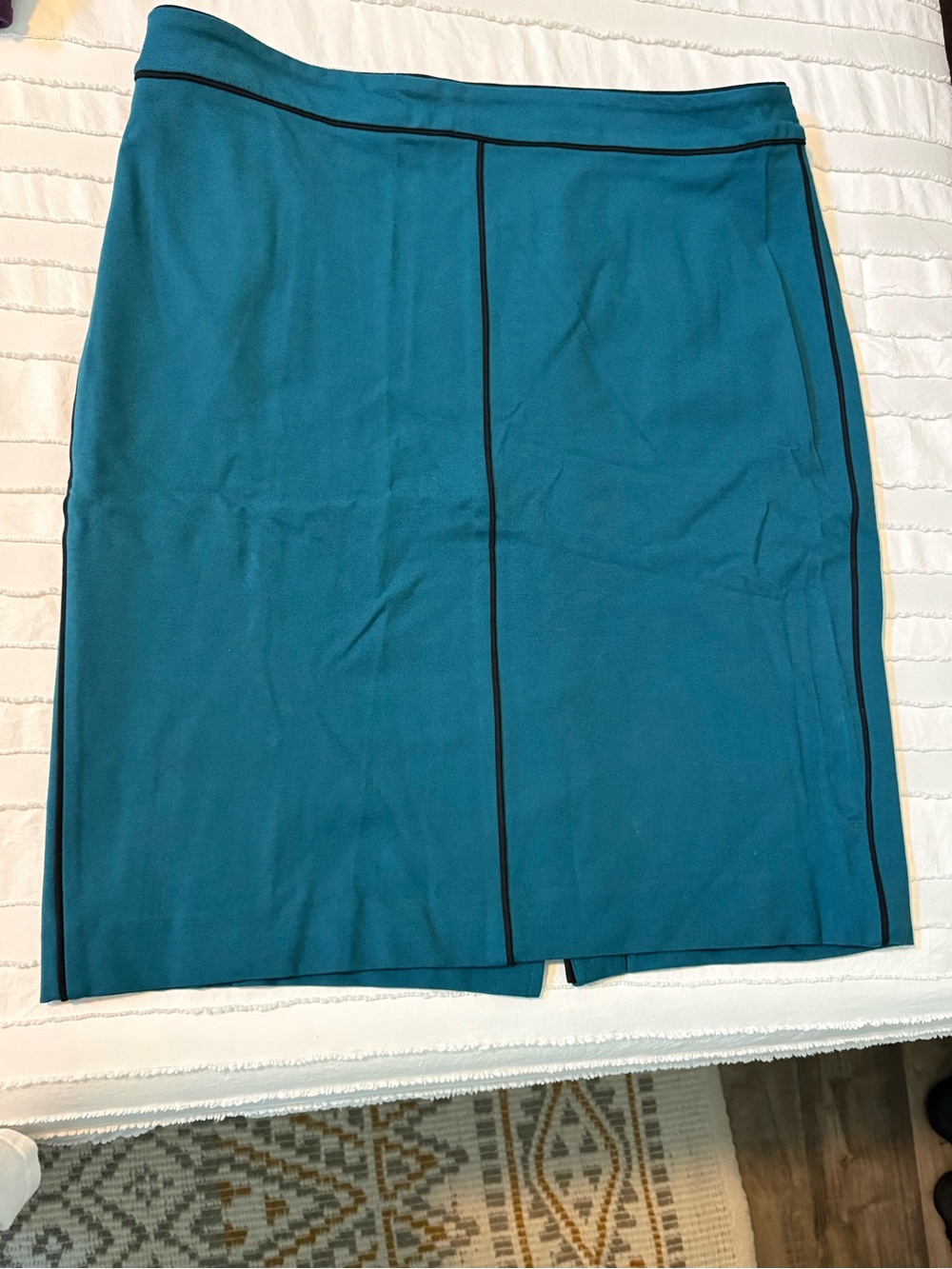 Ann Taylor Teal Pencil Skirt with Black Piping